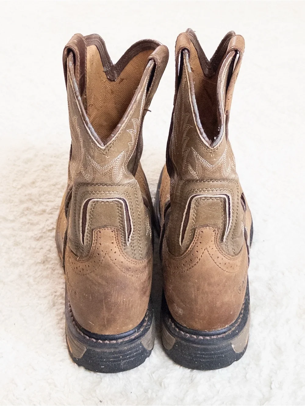Ariat Composite Toe Brown Leather Cowboy Work Boots Men’s 9.5 EE